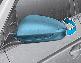 Hyundai Ioniq. Folding the side view mirrors