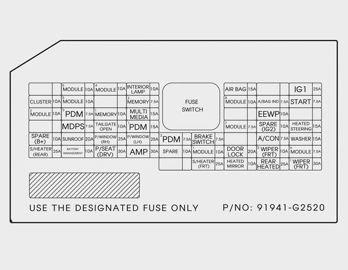 Hyundai Ioniq. Fuse/Relay Panel Description