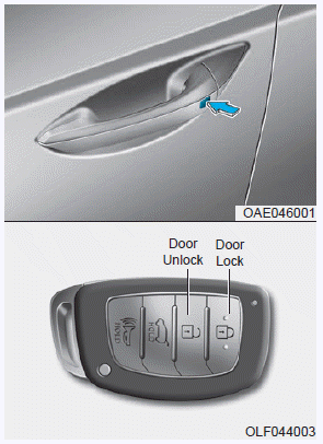 Hyundai Ioniq. Operating Door Locks from Outside the Vehicle