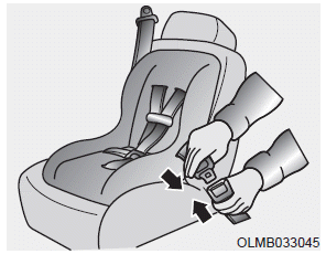 Hyundai Ioniq. Securing a child restraint with lap/shoulder belt